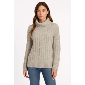 MICHELLE‎ NICOLE Wool Blend Turtleneck Sweater Light Gray X-Large